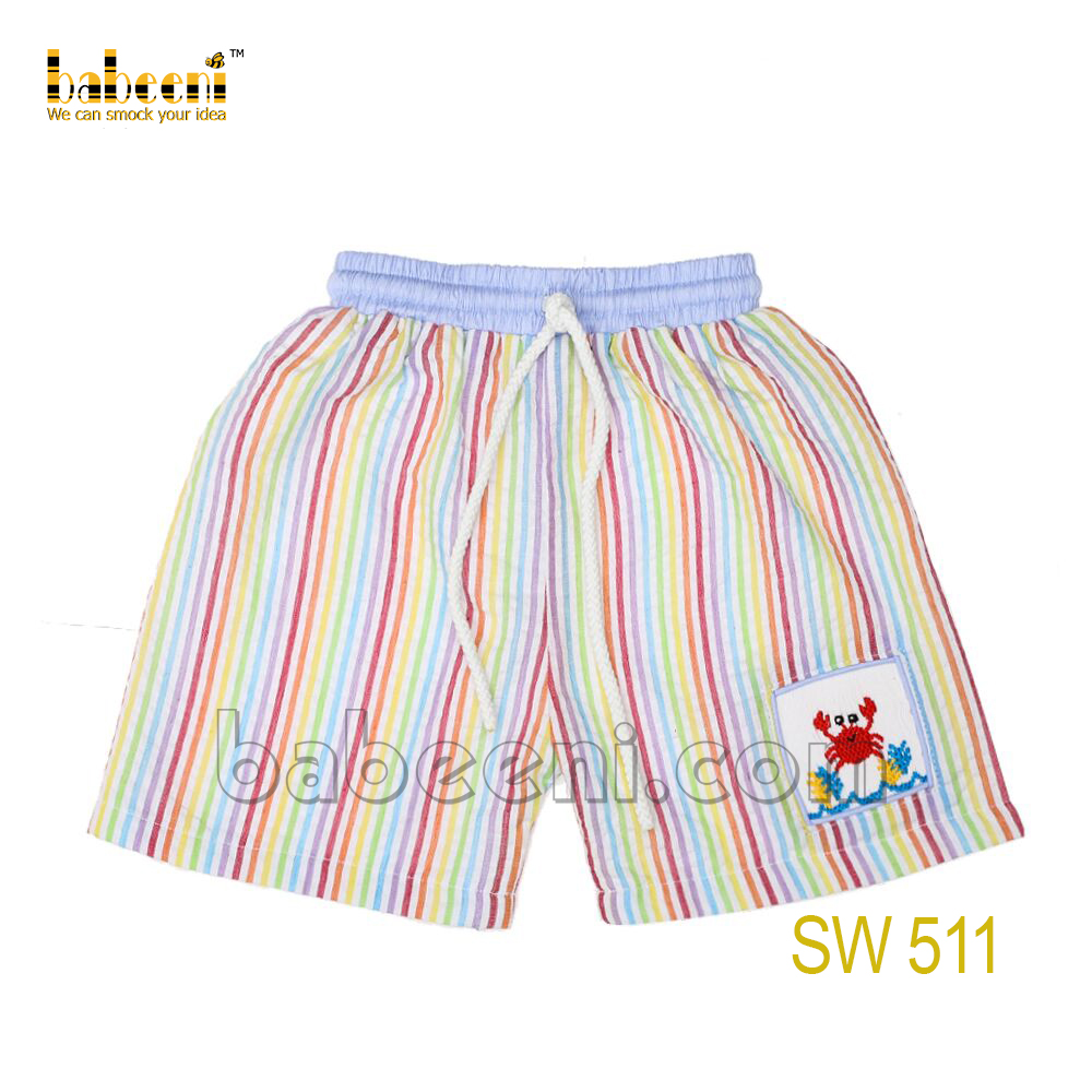 Crab hand smocked swim shorts - SW 511